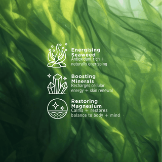 Seaweed Energy is made with Energising seaweed, boosting minerals and restoring magnesium